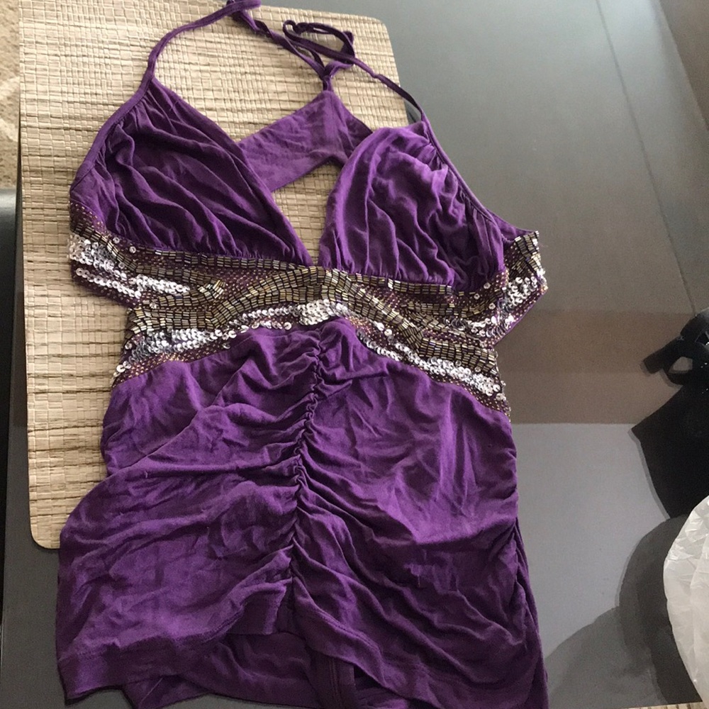 Marciano purple beaded halter size m fits like a s